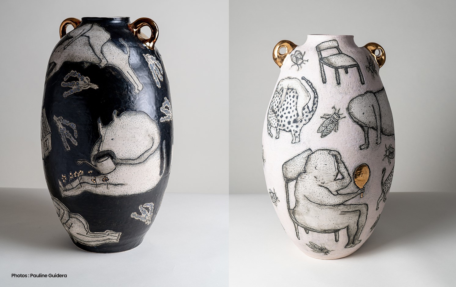 Vases de la lauréate du Prix François-Houdé 2021 Pauline Guidera artiste céramiste